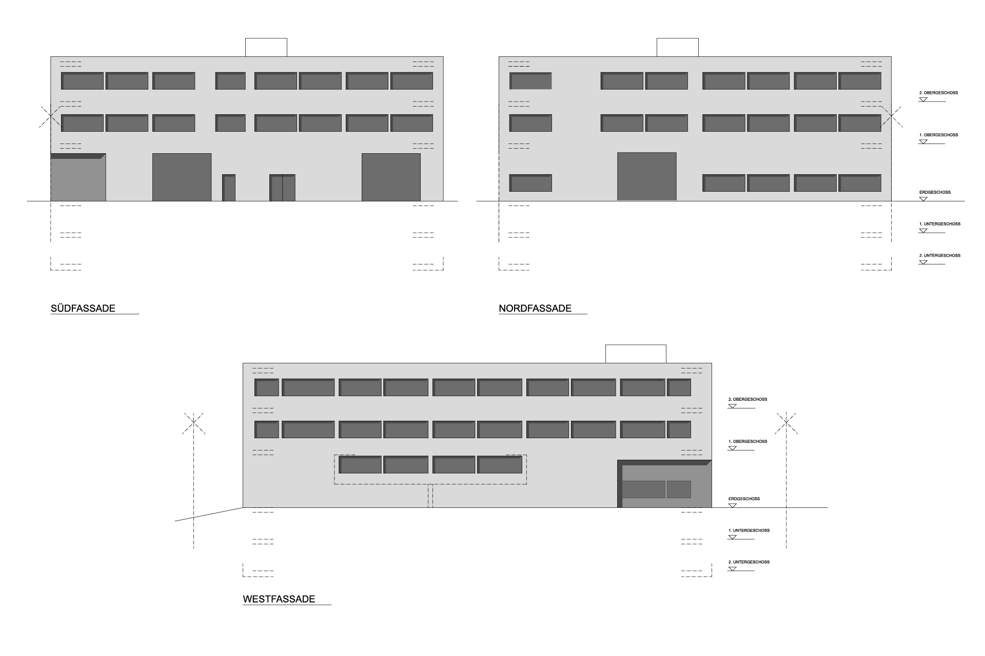 Süd-, Nord- und Ostfassade - Neubauprojekt Weberrütistrasse 23 Kern Studer Hauptgebäude